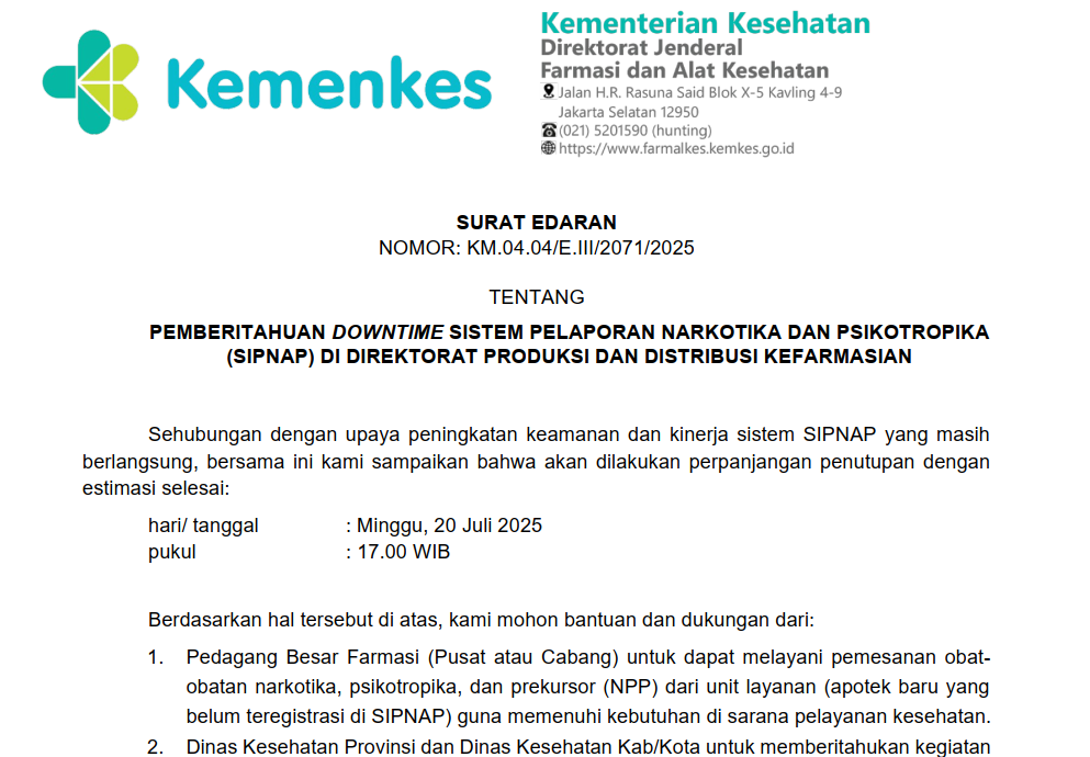 Pemberitahuan Perawatan Sistem Informasi